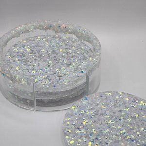 NEW 5-piece Custom Coaster Set - Sparkling White